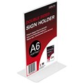 BROCHURE HOLDER DEFLECTO 69001 DOUBLE SIDED TSHAPE SIGN HOLDER A6 PORTRAIT PLASTIC 106MM X152MM X 60MM CLEAR