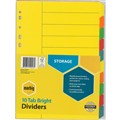 DIVIDER MARBIG DIVIDER MANILLA 10 TAB A4 BRIGHT ASSORTED