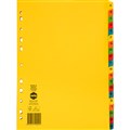 DIVIDERS A4 MANILLA BOARD TAB INDEX AZ BRIGHTS ASSORTED COLOURS EACH1 PACK25