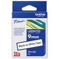 LABELLING TAPE BROTHER TZE221 LAMINATED LABEL TAPE 9MM X 8M BLACK ON WHITE TZ221