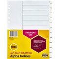 DIVIDERS A4 POLYPROPYLENE TAB INDEX JANUARYDECEMBER WHITE EACH