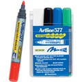 WHITEBOARD MARKER ARTLINE 577 DRY SAFE 3MM BULLET NIB REDBLACKBLUEGREEN WALLET 4PK