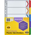 DIVIDERS A4 POLYPROPYLENE TAB INDEX 5 TAB ASSORTED COLOURS EACH1 PACK10