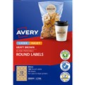 LABEL AVERY 980002 L7106 LASER  INKJET LABELS PRINTTOTHEEDGE ROUND 12UP 12 PER SHEET KRAFT BROWN 180PK