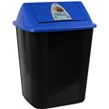 RUBBISH BIN WASTE PAPER GARBAGE ITALPLAST I184PC SEPARATION BIN WITH SWING TOP LID 32 LITRE PAPER  CARDBOARD BLUE LID