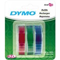 LABELLING TAPE DYMO EMBOSSING LABEL TAPE 1741671 9MM GLOSSY RED  GREEN  BLUE