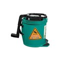 MOP BUCKET HEAVY DUTY MOBILE PLASTIC WITH WRINGER 16L GREEN