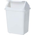 RUBBISH BIN WASTE PAPER GARBAGE COMPASS RECTANGULAR BULLET PLASTIC SWING LID 38 LITRE 38L WHITE  
