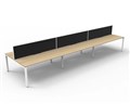 RAPID INFINITY DELUXE 6 PERSON PROFILE LEG DOUBLE SIDED WORKSTATION 1800 X 750 X 730MM BLACK SCREEN  NATURAL OAK TOP  WHITE FRAME