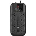 POWERBOARD POWER BOARD SURGE PROTECTOR CYBERPOWER CPSURGE08USBANZ 8PORT 2M BLACK