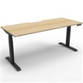 RAPIDLINE BOOST PLUS HEIGHT ADJUSTABLE SINGLE SIDED WORKSTATION 1800 X 750MM NATURAL OAK TOP  BLACK FRAME