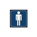 SIGN  MALE IMAGE MEN SYMBOL FOR TOILETS GRAVOPLY BLUE  WHITE 97MM X 97MM