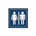SIGN  MALE  FEMALE IMAGE UNISEX SYMBOL FOR TOILETS GRAVOPLY SILVER  BLACK 97MM X 97MM