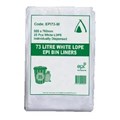 BIN LINER 100 DEGRADABLE BIN LINER LOW DENSITY 73L WHITE 250PK