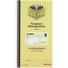 TELEPHONE MESSAGE BOOK SPIRAX 550 CARBONLESS 