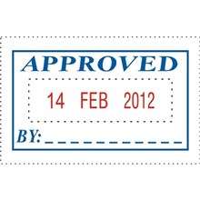 STAMP DESKMATE SELF-INKING DATE STAMP APPROVED BLUE/RED