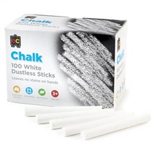 CHALK EDUCATIONAL COLOURS DUSTLESS CHALK WHITE 100PK