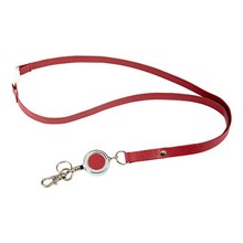 LANYARD REXEL WITH BADGE REEL BURGUNDY PU FINISH