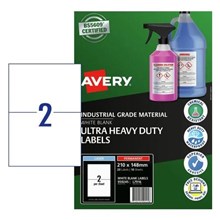 LABEL INDUSTRIAL GRADE AVERY ULTRA-RESISTANT OUTDOOR ULTRA HEAVY DUTY 959245 PERMANENT 210MM X 148MM 2UP WHITE 10PK