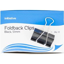 CLIP FOLDBACK INITIATIVE 51MM BLACK 12PK