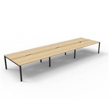 RAPID INFINITY DELUXE 6 PERSON PROFILE LEG DOUBLE SIDED WORKSTATION 1800 X 750 X 730MM NATURAL OAK TOP / BLACK FRAME